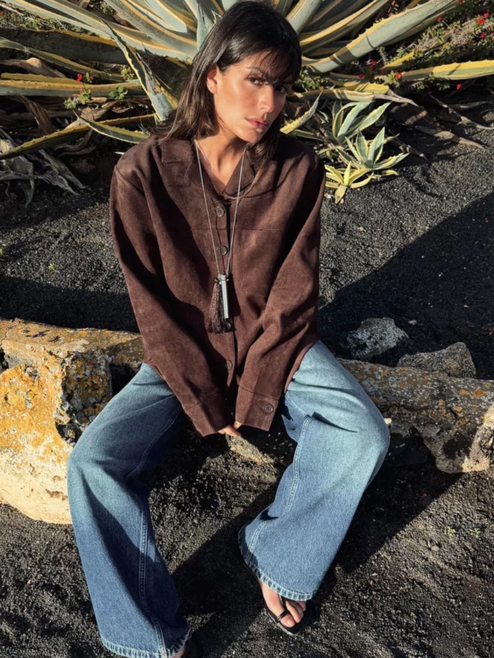 ZARA Faux Suede Overshirt Chocolate Brown Button Up Shacket Jacket  Women’s L